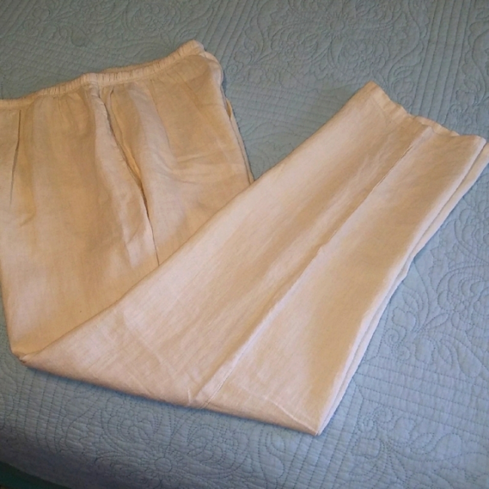 High Waist Cream Linen Pants From XCIT, VGUC